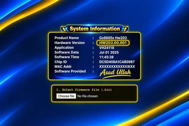 GX6605S HW203 Changer online tool interface
