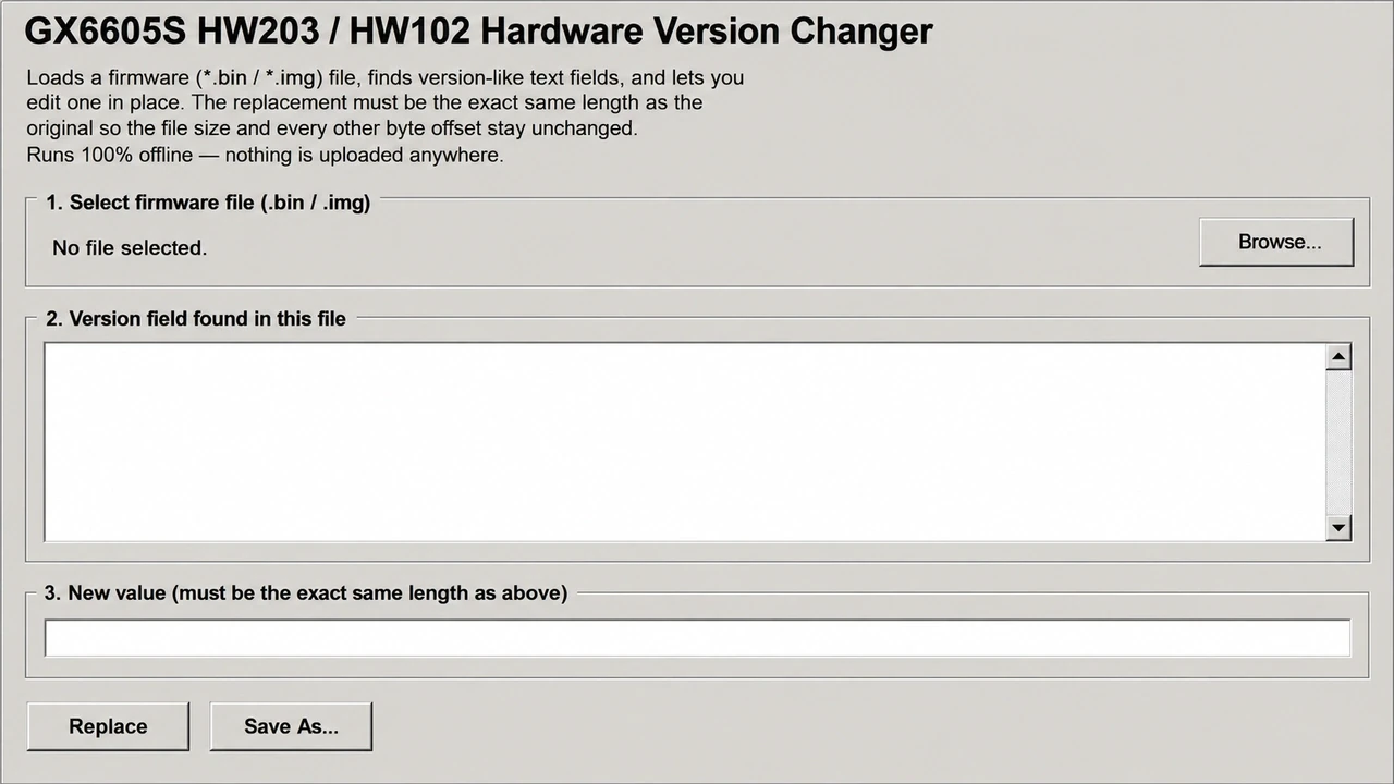 GX6605S HW203 changer offline tool