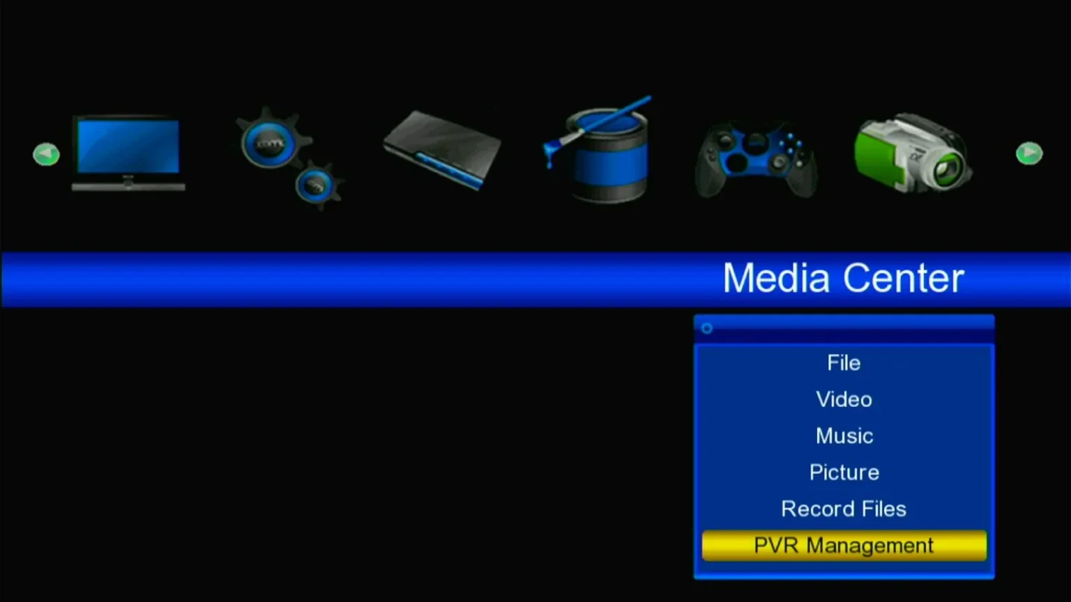 GX6605S HW102 Media Center menu