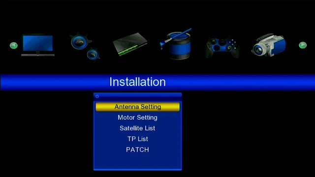 GX6605S HW102 installation menu with Antenna Setting selected