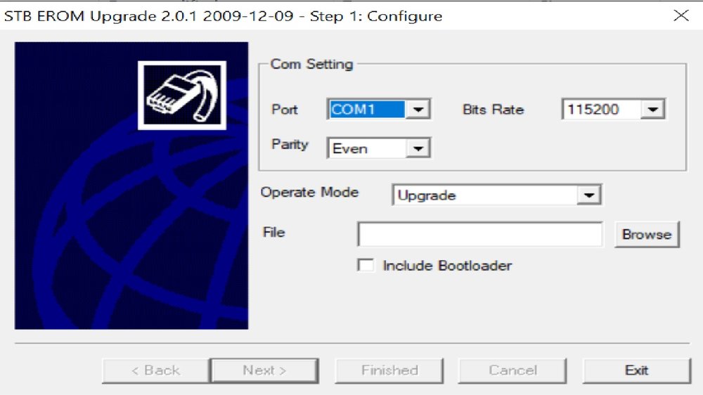 STB EROM Upgrade tool interface
